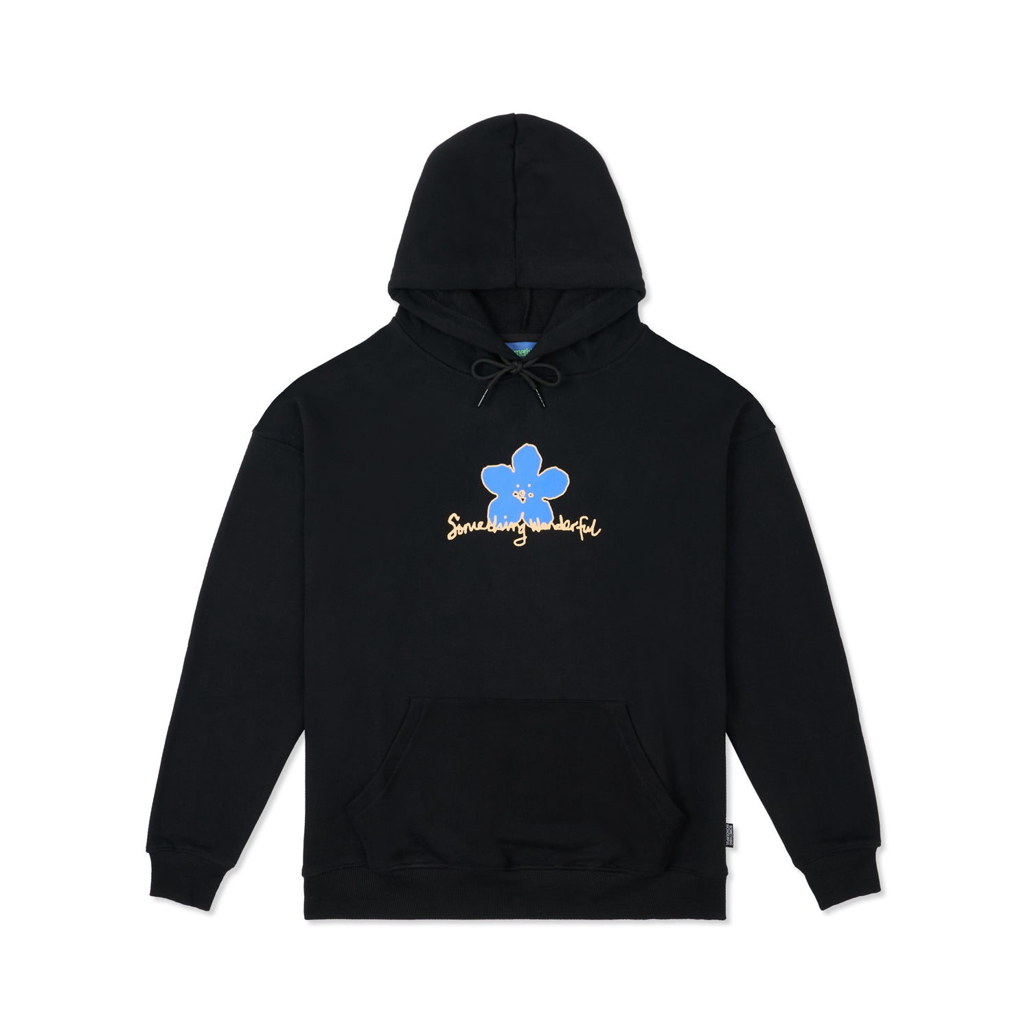 Black hoody with blue and yellow logo