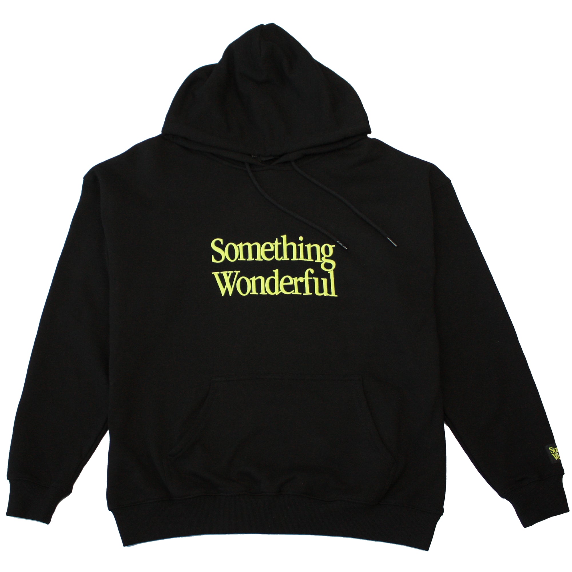 Black hoody with embroidered green logo