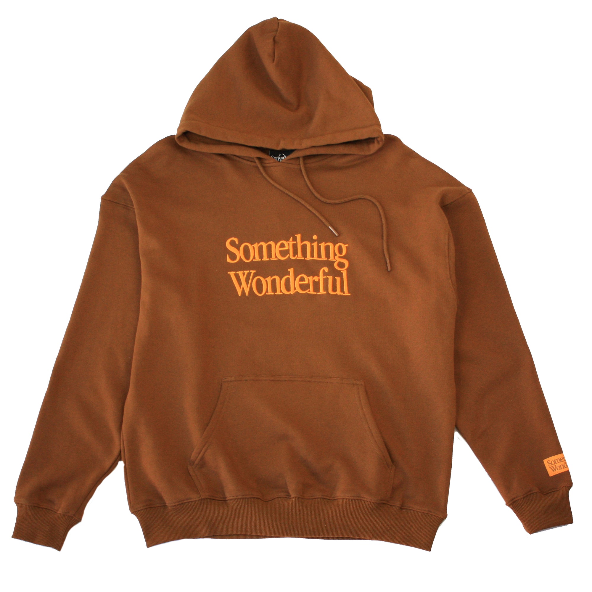 Brown hoody with embroidered gold logo
